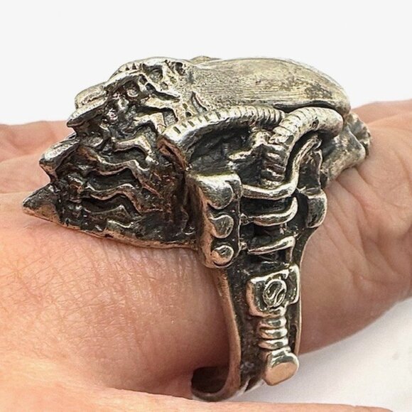 Axel Stocks Metal Messiah Biometric Skull Ring SZ US 12 - Picture 9 of 11